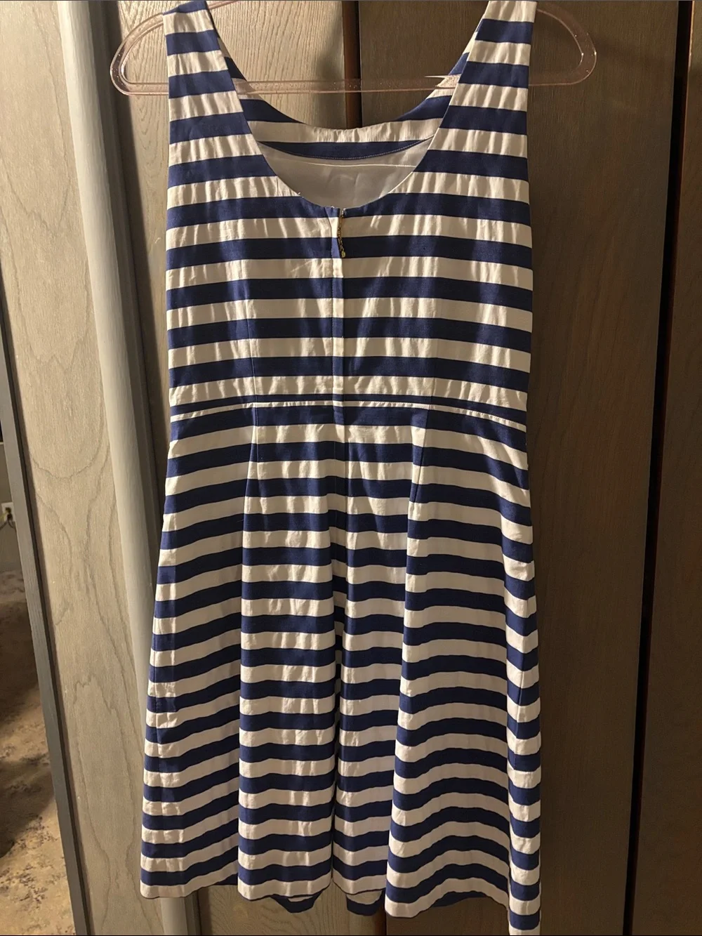 Kate Spade Jillian Dress Bow Blue White Striped Retro Lined Sleeveless